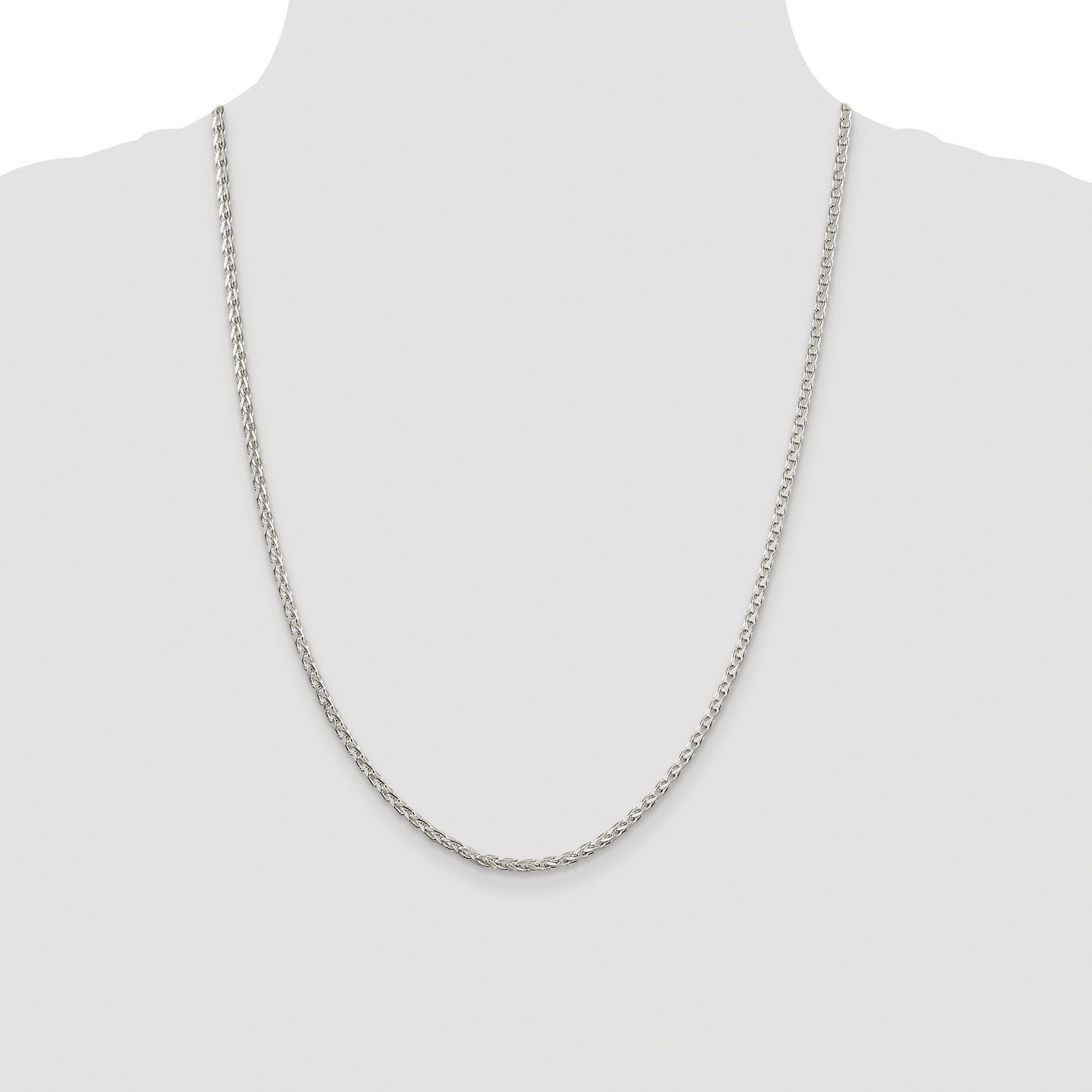 Sterling Silver Rhodium-plated 2.75mm Diamond-cut Spiga Chain