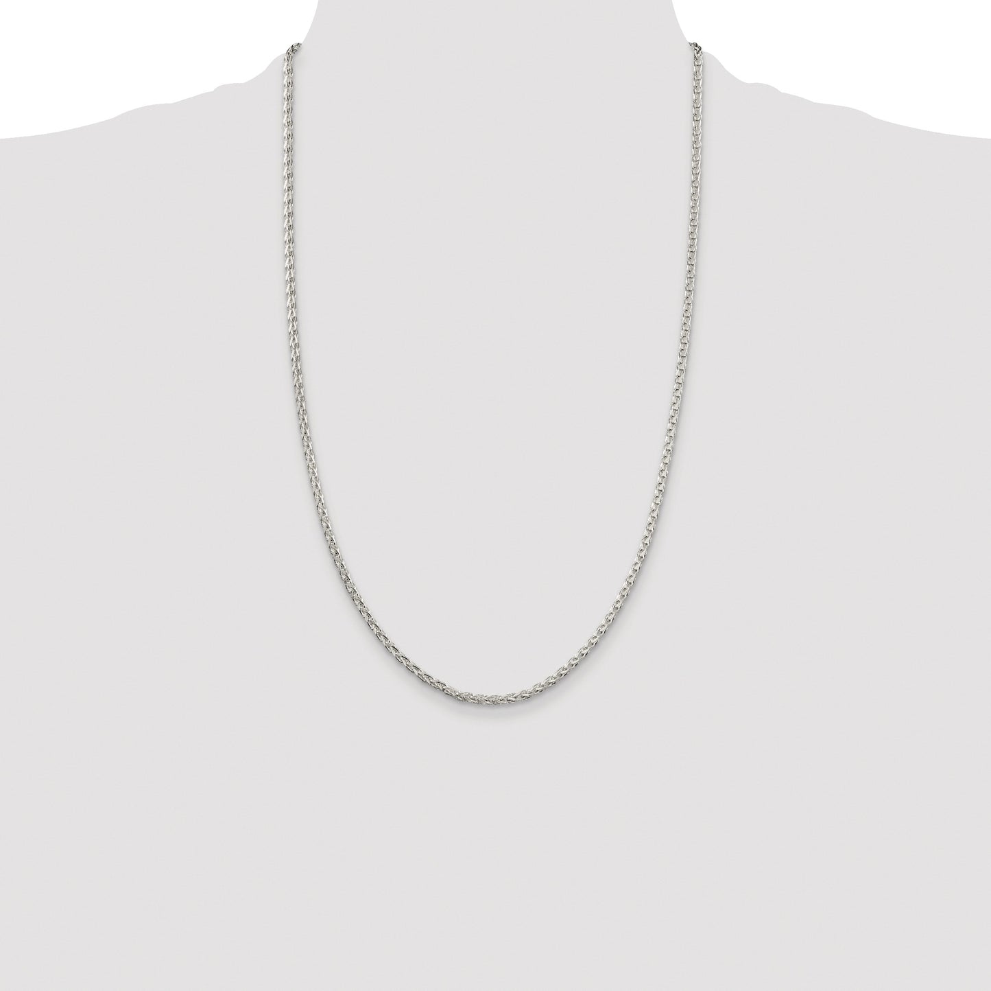 Sterling Silver Rhodium-plated 2.75mm Diamond-cut Spiga Chain