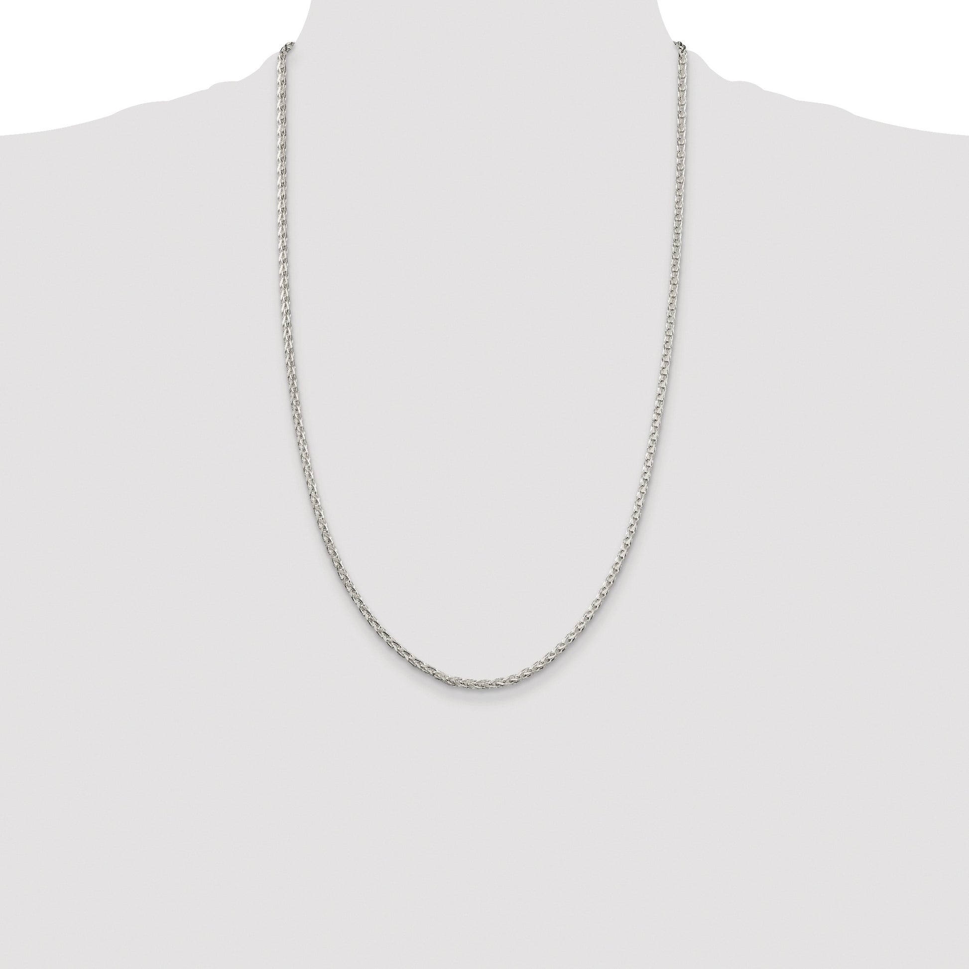 Sterling Silver Rhodium-plated 2.75mm Diamond-cut Spiga Chain