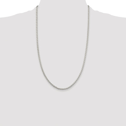 Sterling Silver Rhodium-plated 2.75mm Diamond-cut Spiga Chain