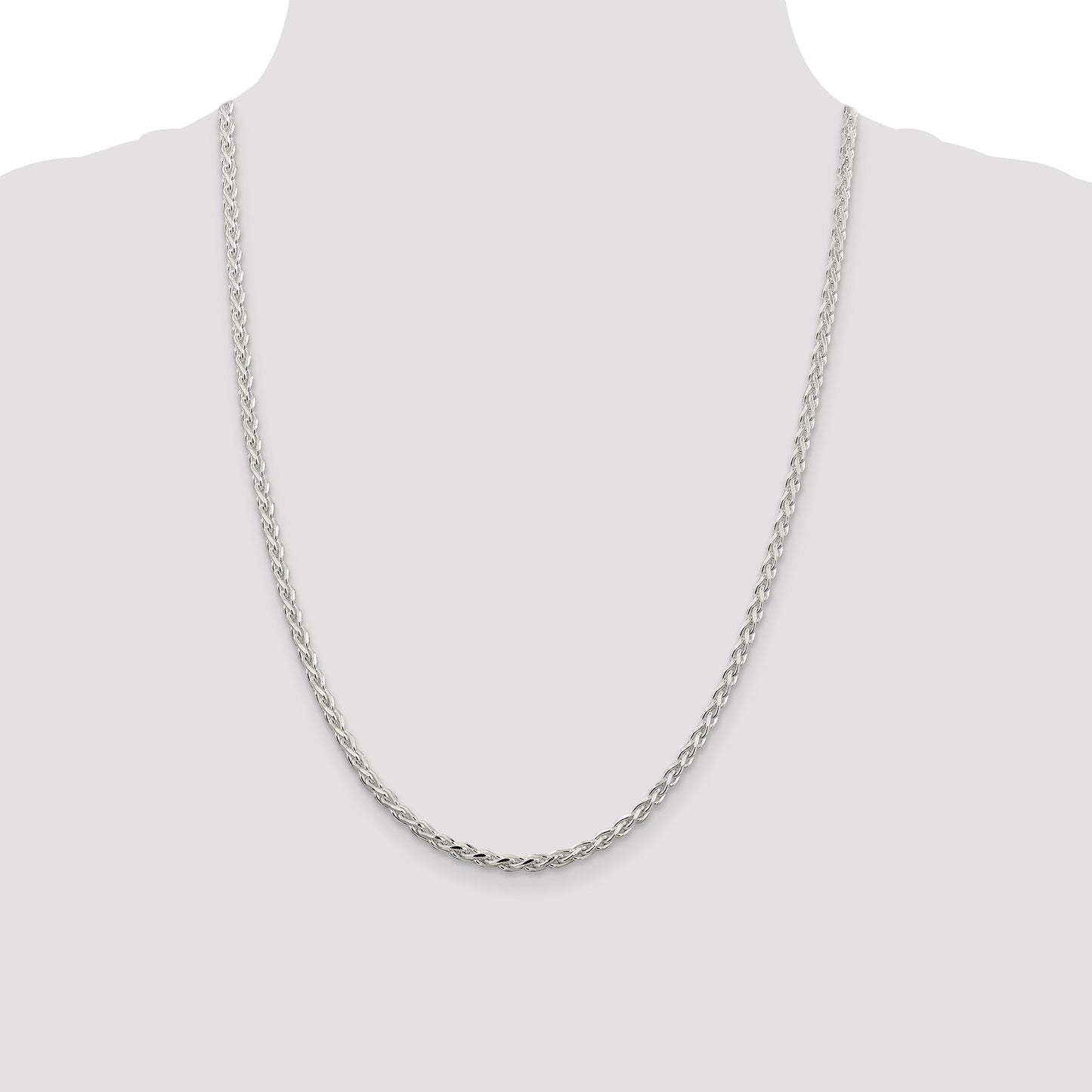 Sterling Silver 3.5mm Diamond-cut Spiga Chain