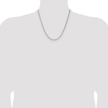 Sterling Silver Rhodium-plated 2.1mm Diamond-cut Square Spiga Chain