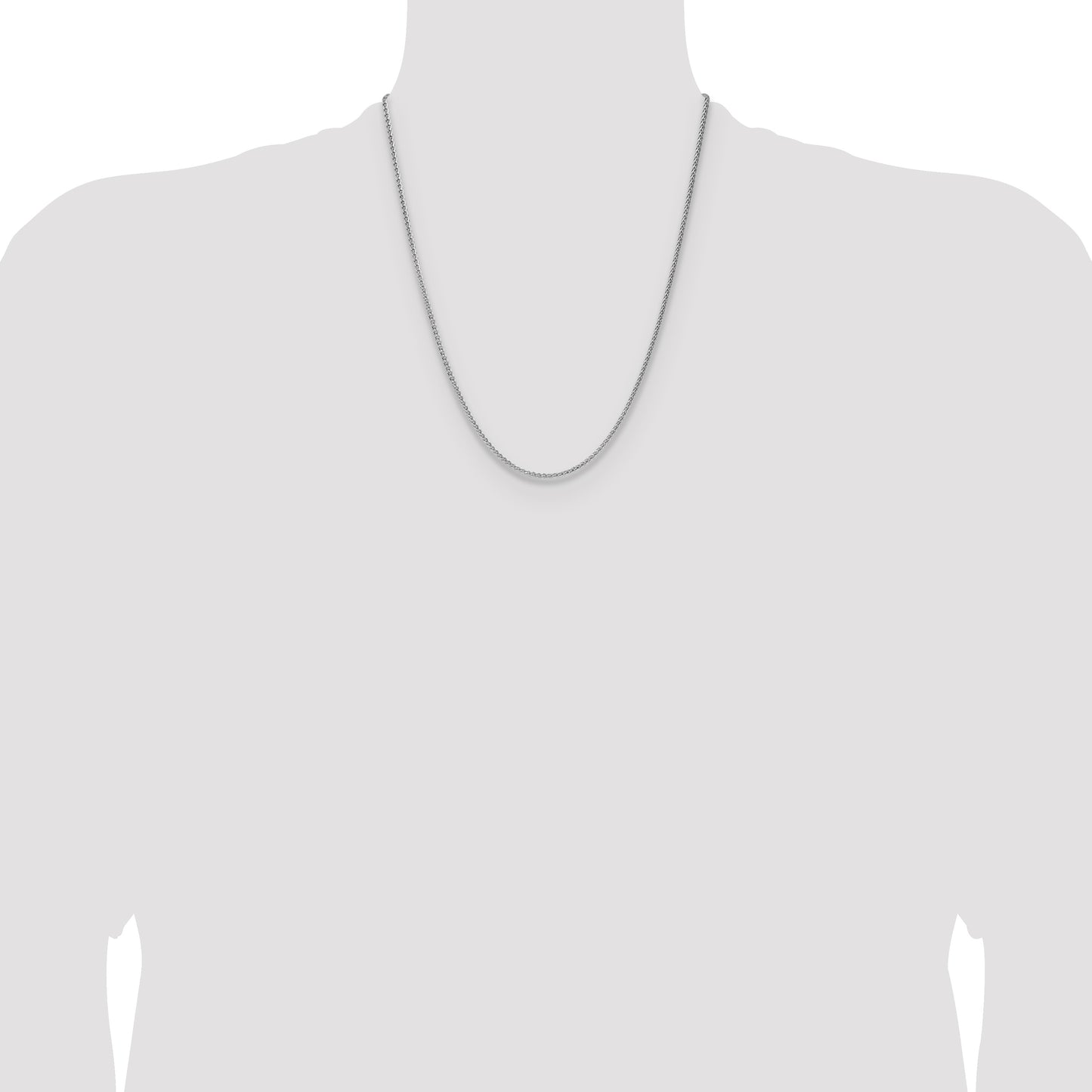 Sterling Silver Rhodium-plated 2.1mm Diamond-cut Square Spiga Chain