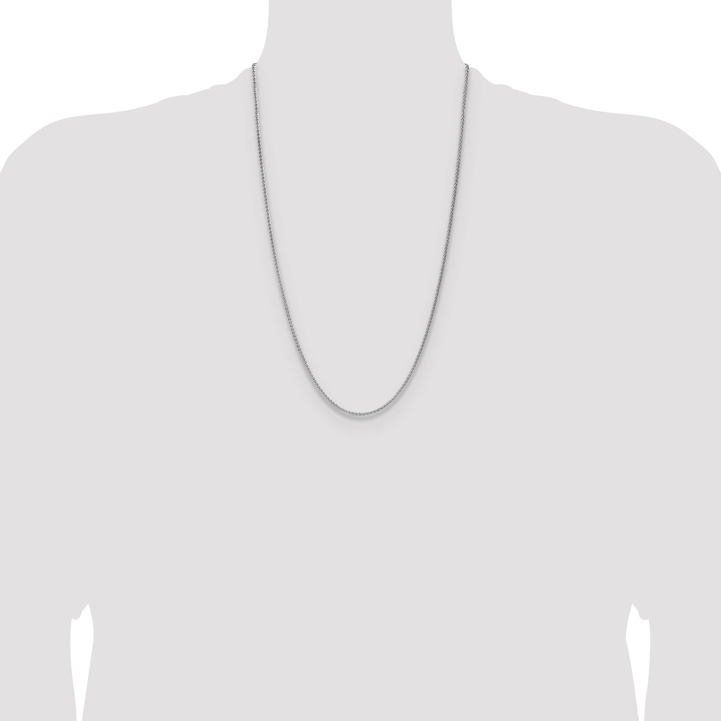 Sterling Silver Rhodium-plated 2.1mm Diamond-cut Square Spiga Chain