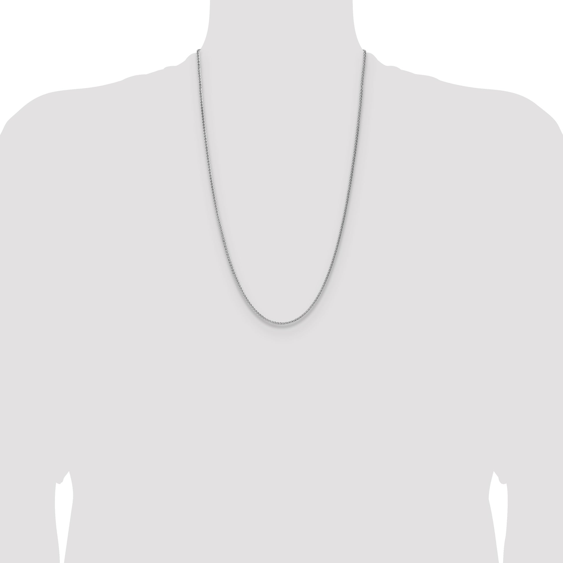 Sterling Silver Rhodium-plated 2.1mm Diamond-cut Square Spiga Chain
