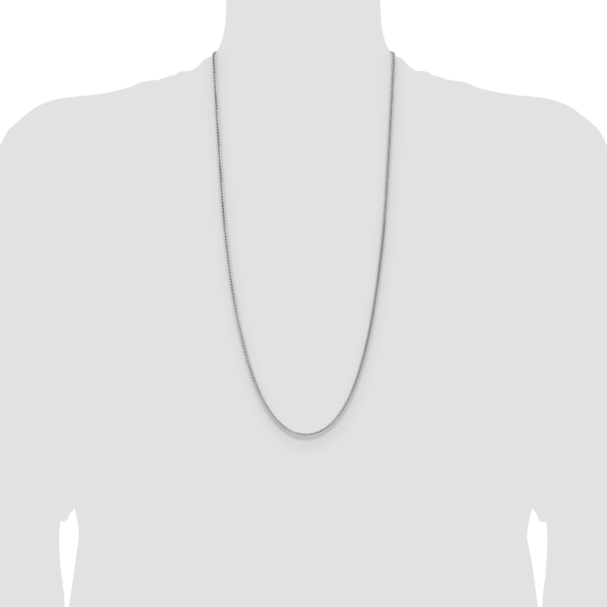 Sterling Silver Rhodium-plated 2.1mm Diamond-cut Square Spiga Chain