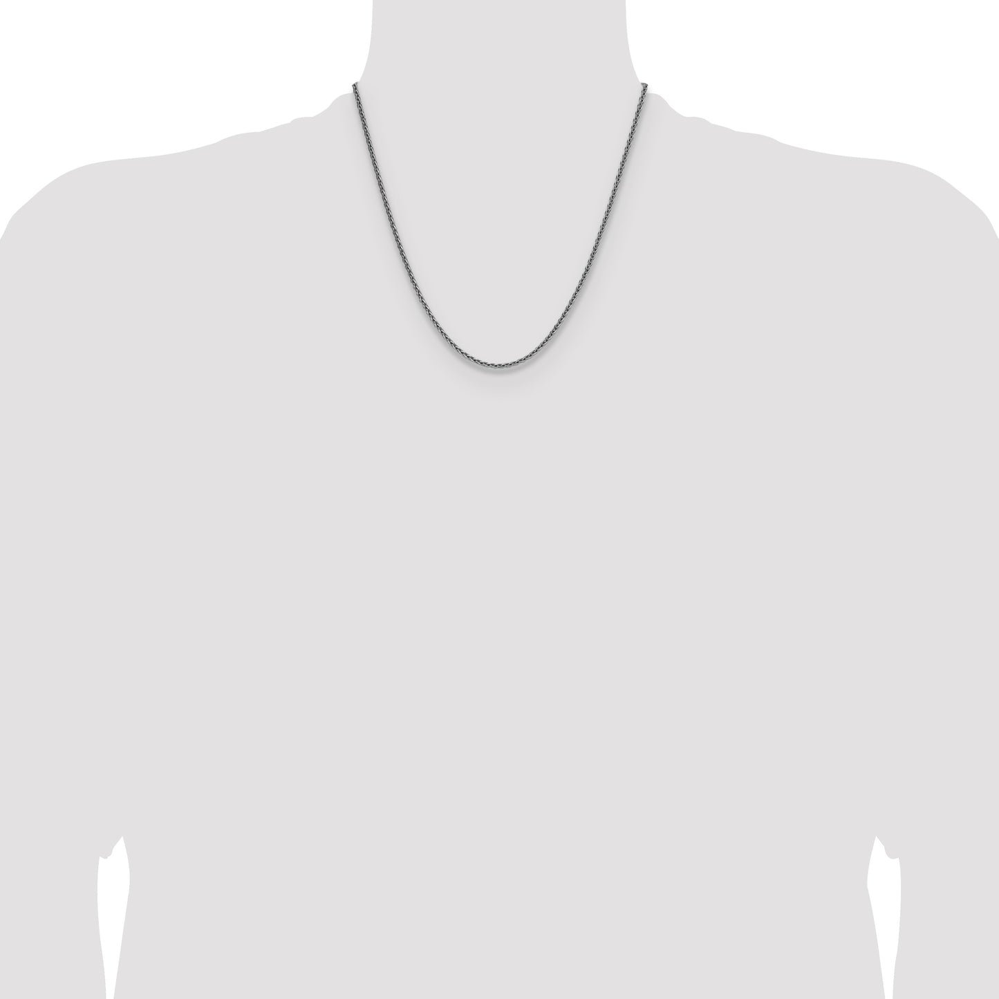 Sterling Silver Rhodium-plated 2.5mm Diamond-cut Square Spiga Chain