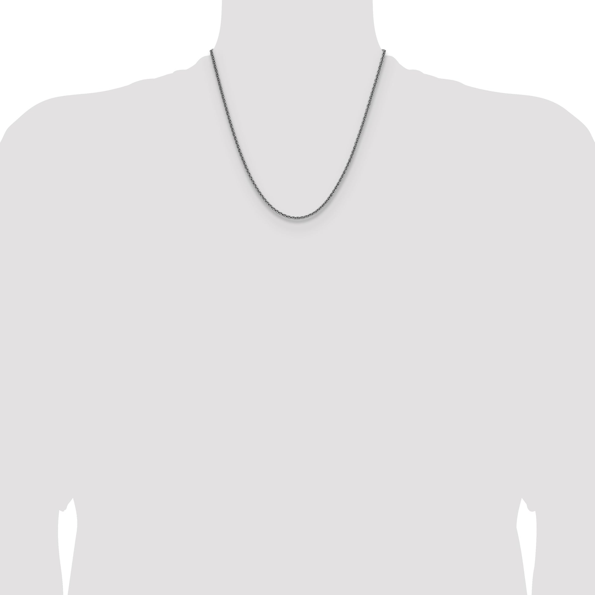 Sterling Silver Rhodium-plated 2.5mm Diamond-cut Square Spiga Chain