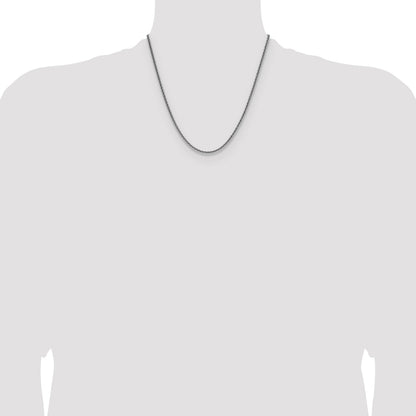 Sterling Silver Rhodium-plated 2.5mm Diamond-cut Square Spiga Chain