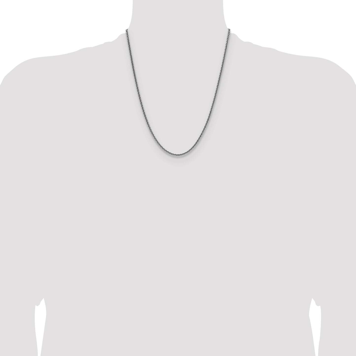 Sterling Silver Rhodium-plated 2.5mm Diamond-cut Square Spiga Chain