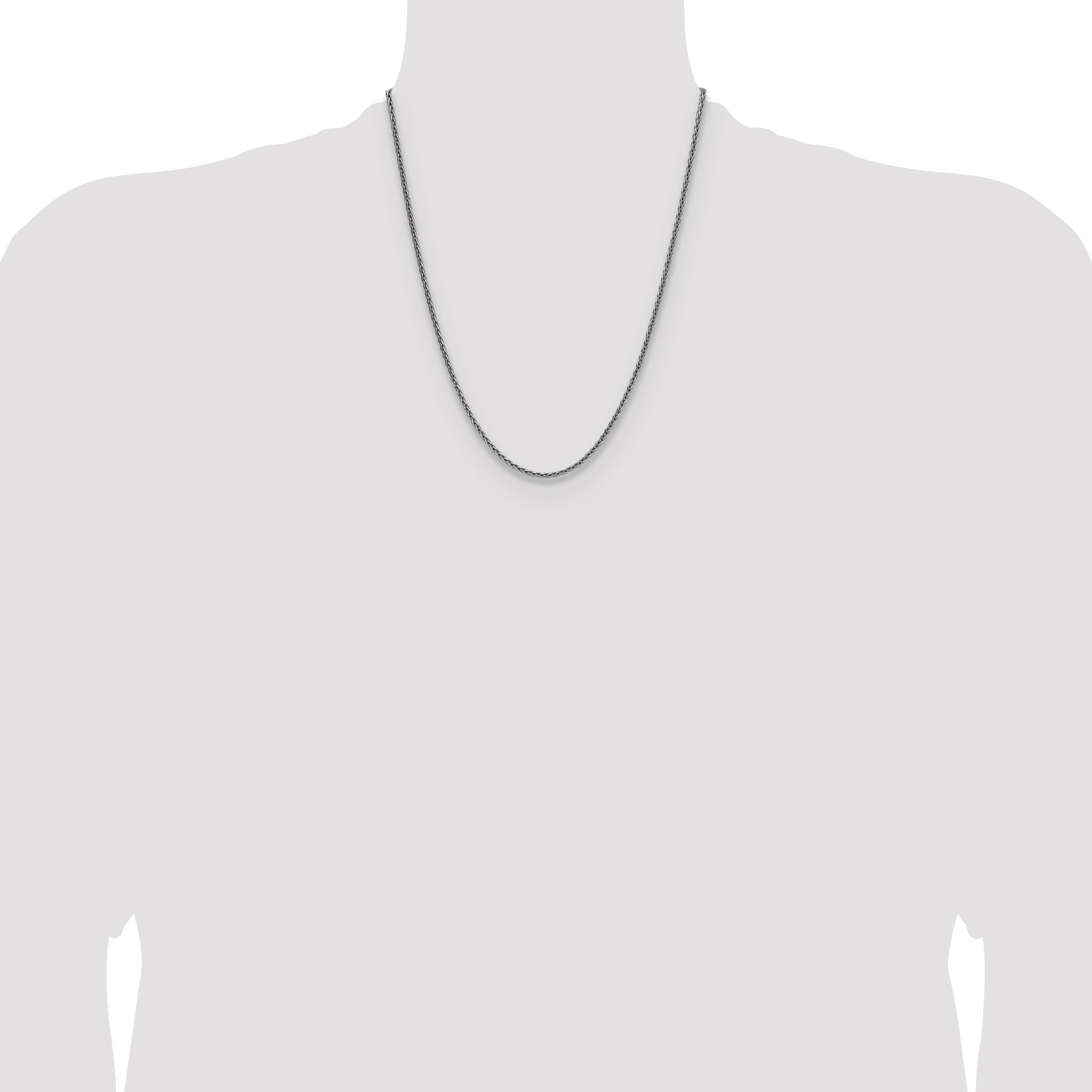 Sterling Silver Rhodium-plated 2.5mm Diamond-cut Square Spiga Chain