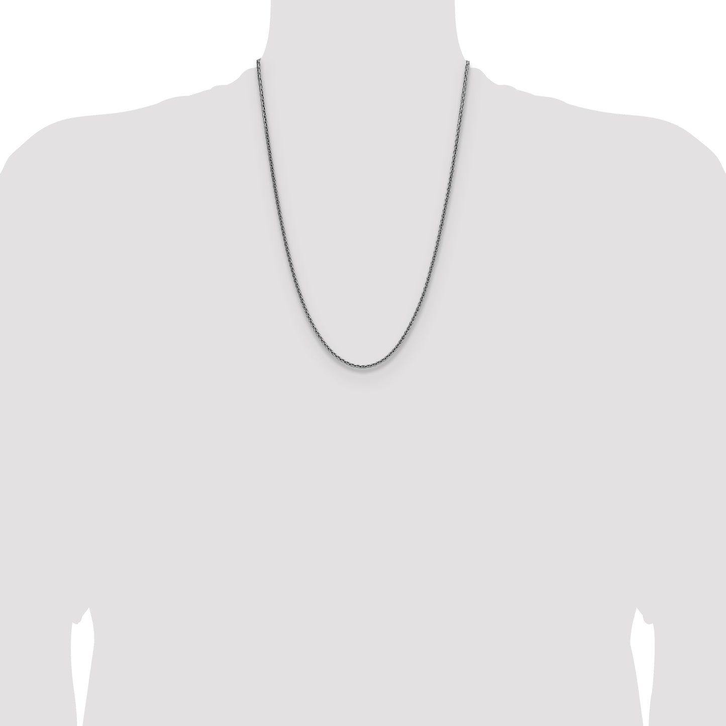 Sterling Silver Rhodium-plated 2.5mm Diamond-cut Square Spiga Chain