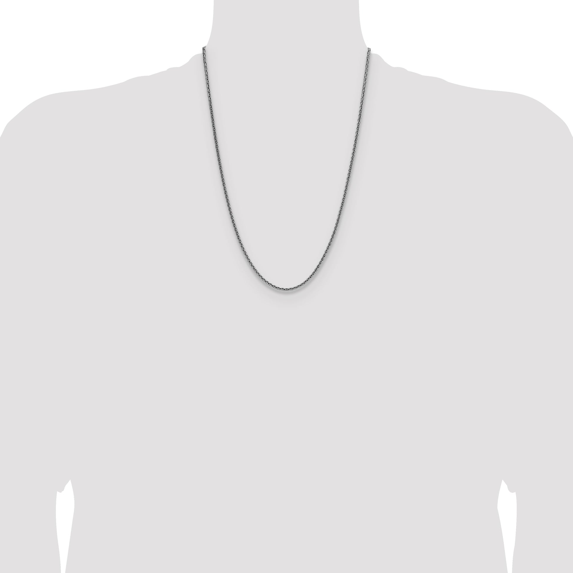 Sterling Silver Rhodium-plated 2.5mm Diamond-cut Square Spiga Chain