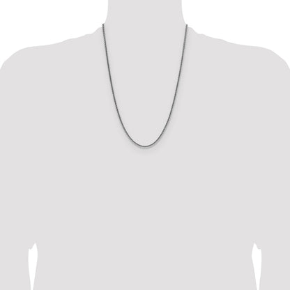 Sterling Silver Rhodium-plated 2.5mm Diamond-cut Square Spiga Chain