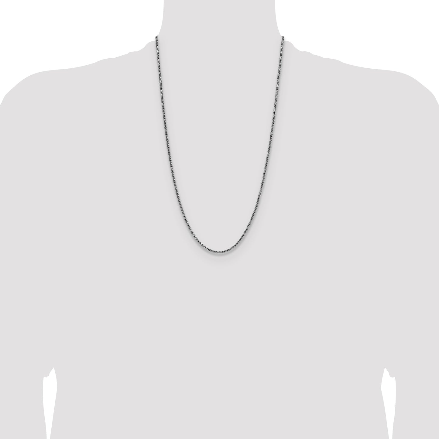 Sterling Silver Rhodium-plated 2.5mm Diamond-cut Square Spiga Chain