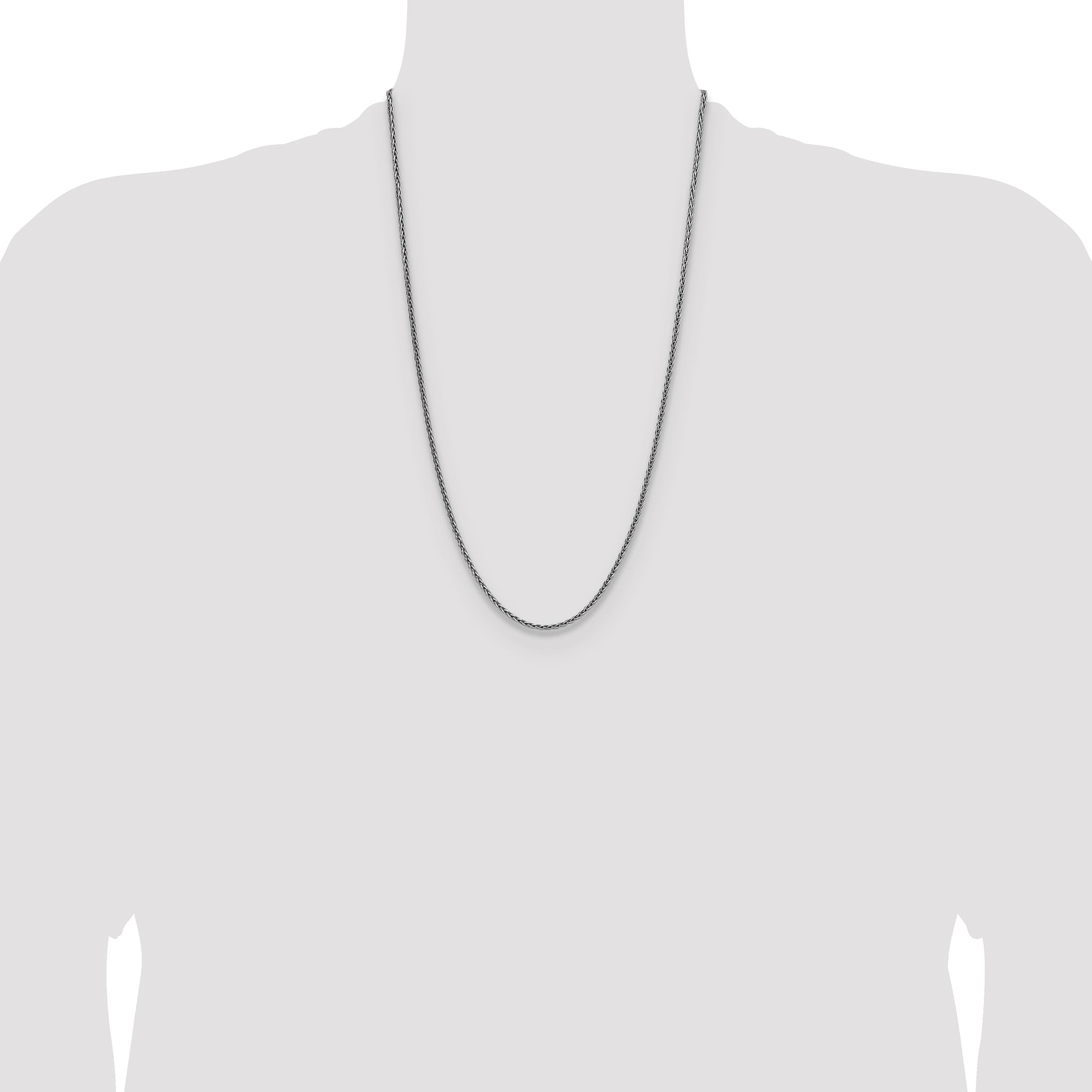 Sterling Silver Rhodium-plated 2.5mm Diamond-cut Square Spiga Chain