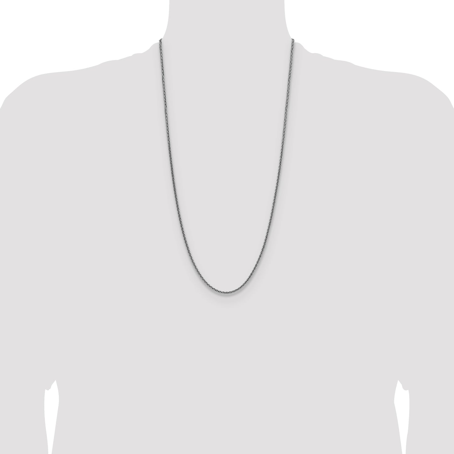 Sterling Silver Rhodium-plated 2.5mm Diamond-cut Square Spiga Chain