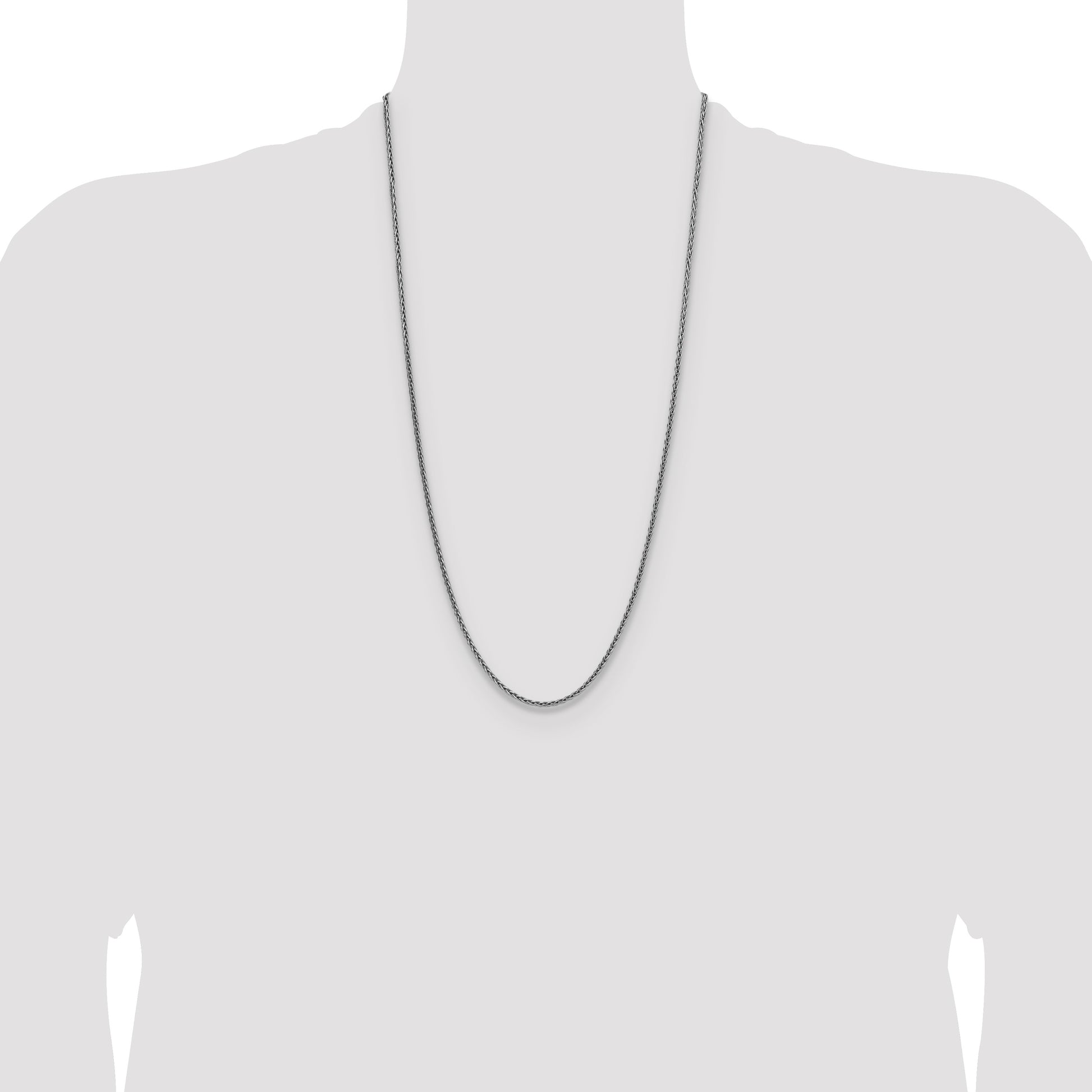 Sterling Silver Rhodium-plated 2.5mm Diamond-cut Square Spiga Chain