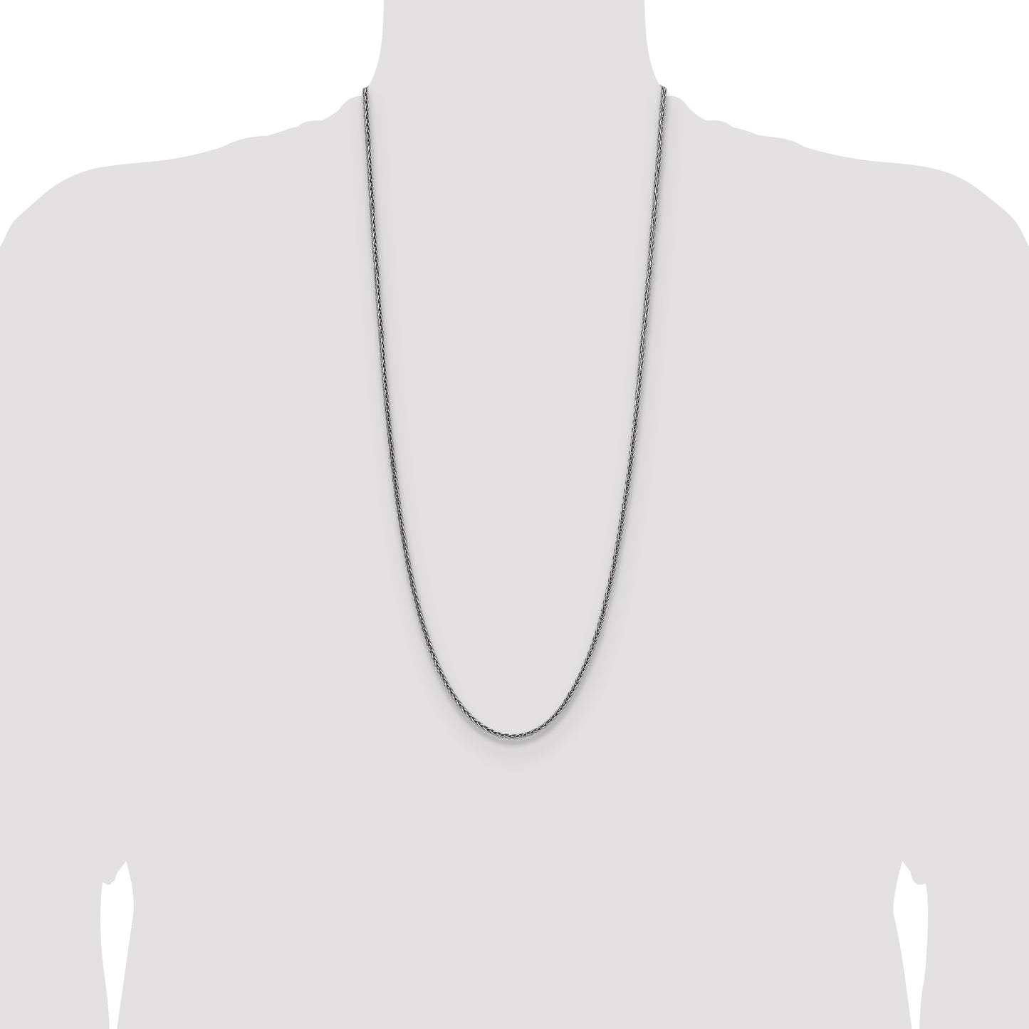 Sterling Silver Rhodium-plated 2.5mm Diamond-cut Square Spiga Chain