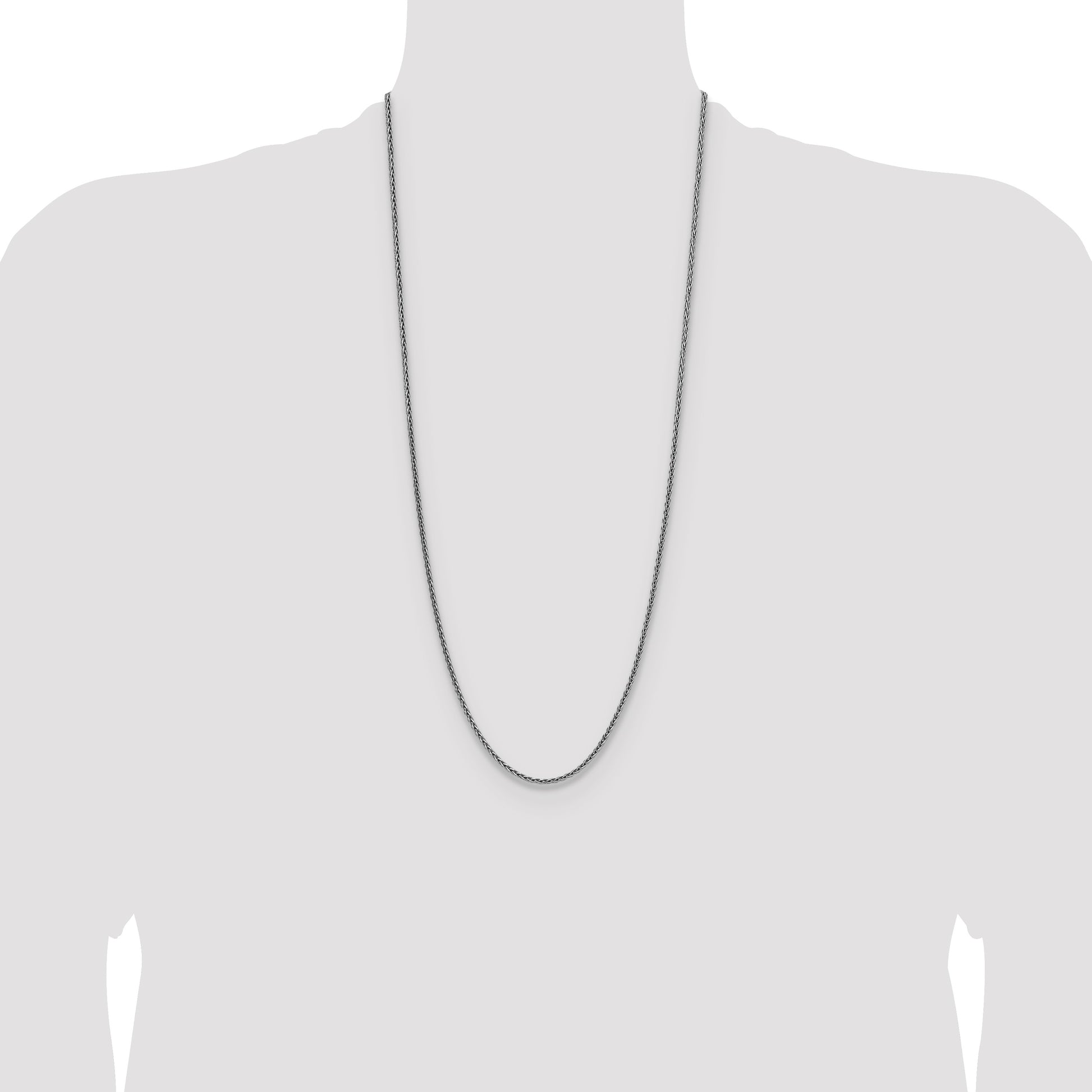Sterling Silver Rhodium-plated 2.5mm Diamond-cut Square Spiga Chain