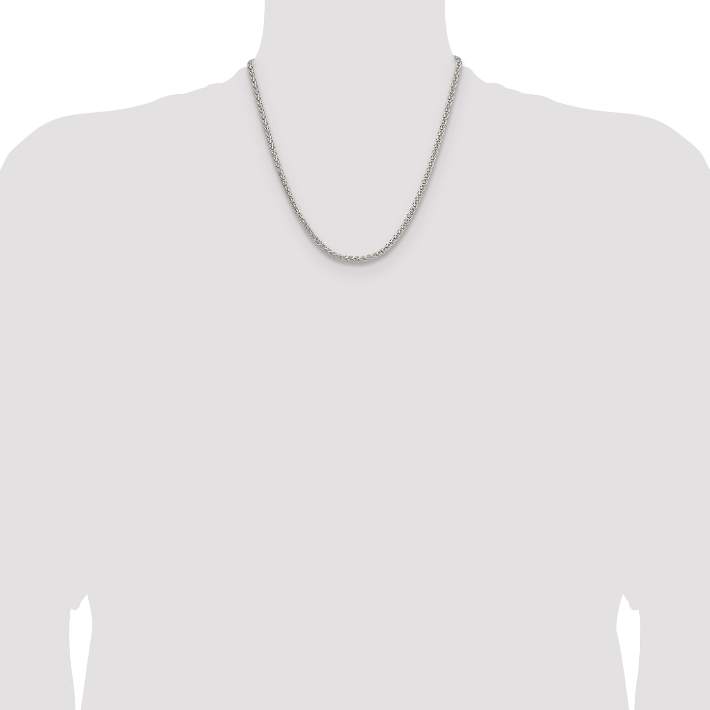 Sterling Silver 3.5mm Diamond-cut Square Spiga Chain