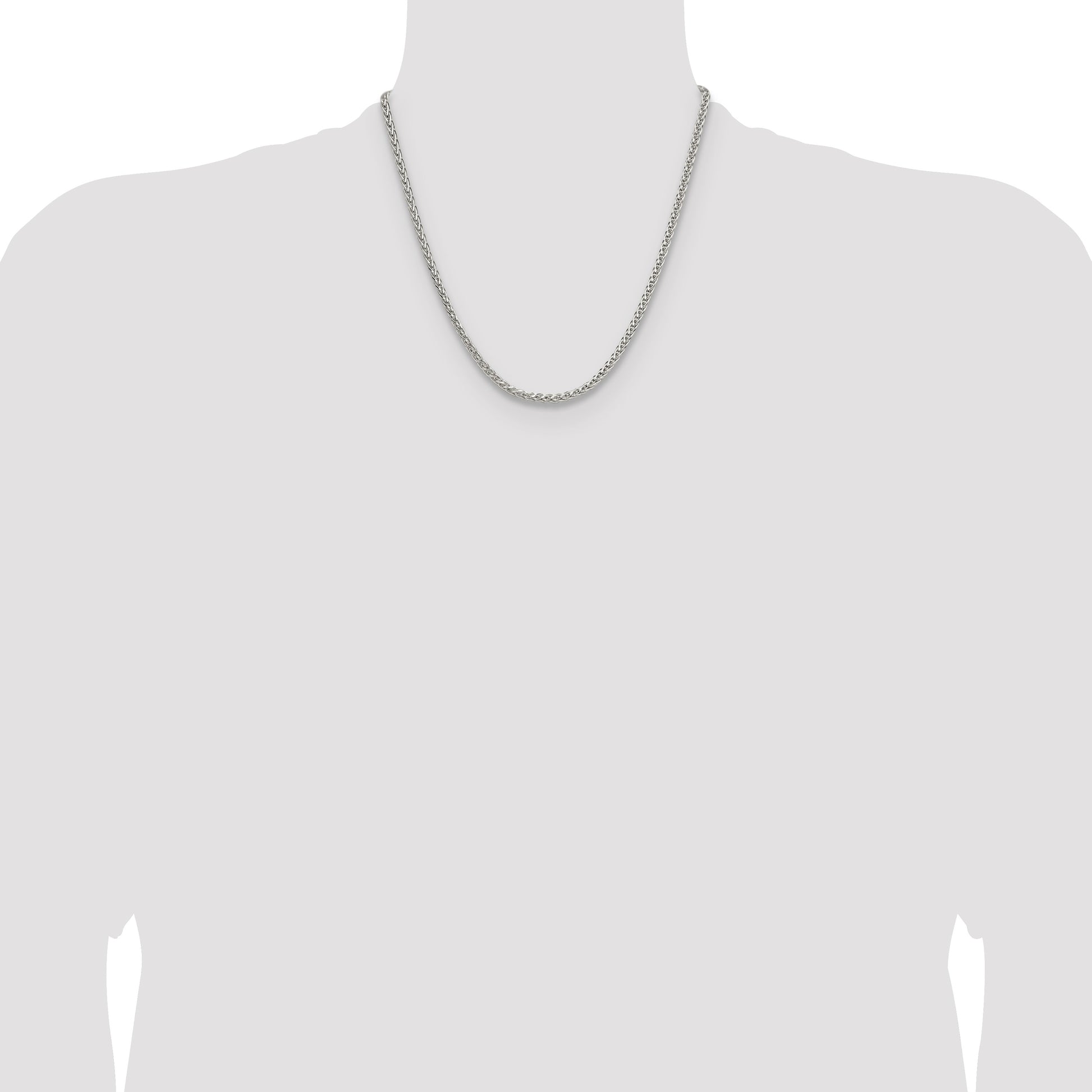 Sterling Silver 3.5mm Diamond-cut Square Spiga Chain