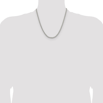 Sterling Silver 3.5mm Diamond-cut Square Spiga Chain