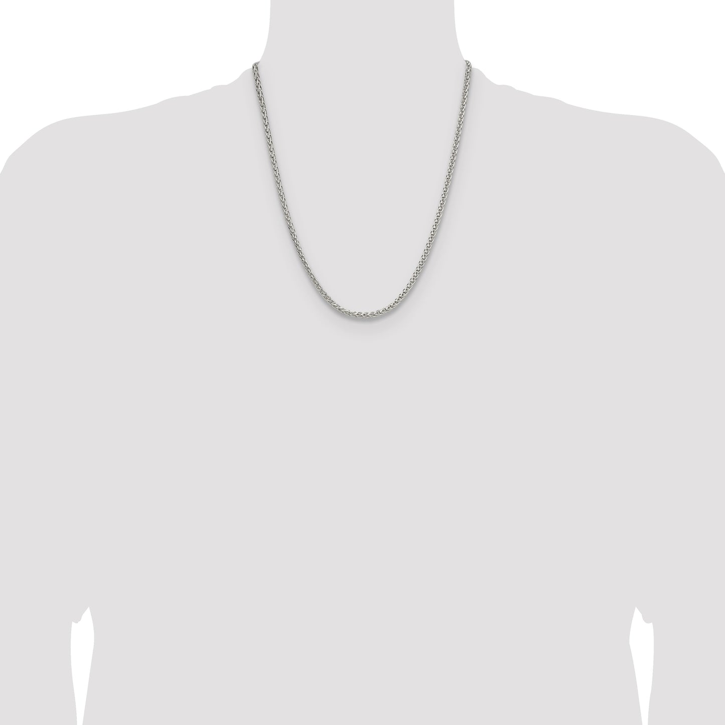 Sterling Silver 3.5mm Diamond-cut Square Spiga Chain