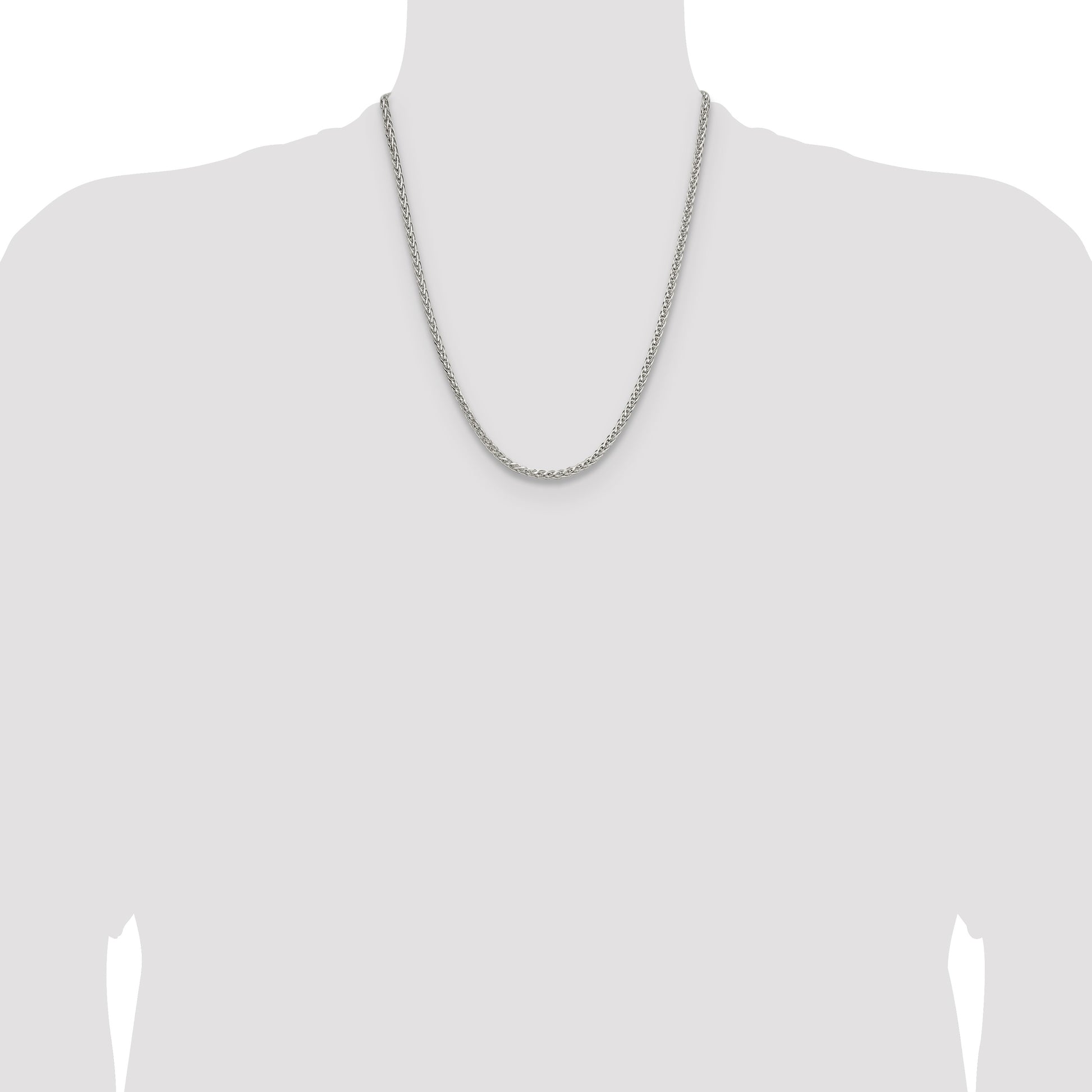 Sterling Silver 3.5mm Diamond-cut Square Spiga Chain