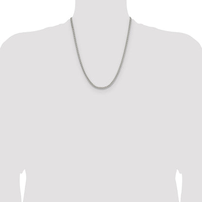 Sterling Silver 3.5mm Diamond-cut Square Spiga Chain