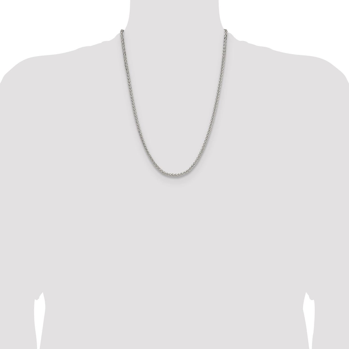 Sterling Silver 3.5mm Diamond-cut Square Spiga Chain