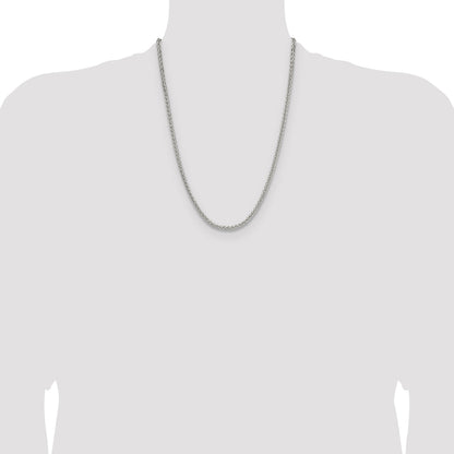 Sterling Silver 3.5mm Diamond-cut Square Spiga Chain