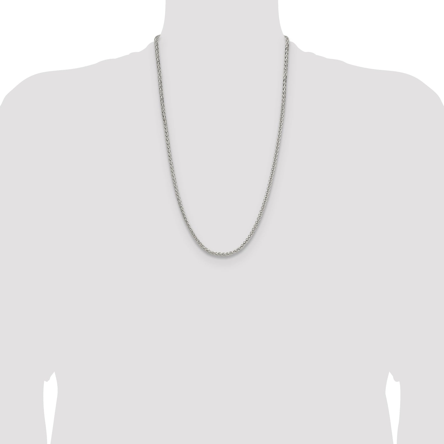 Sterling Silver 3.5mm Diamond-cut Square Spiga Chain