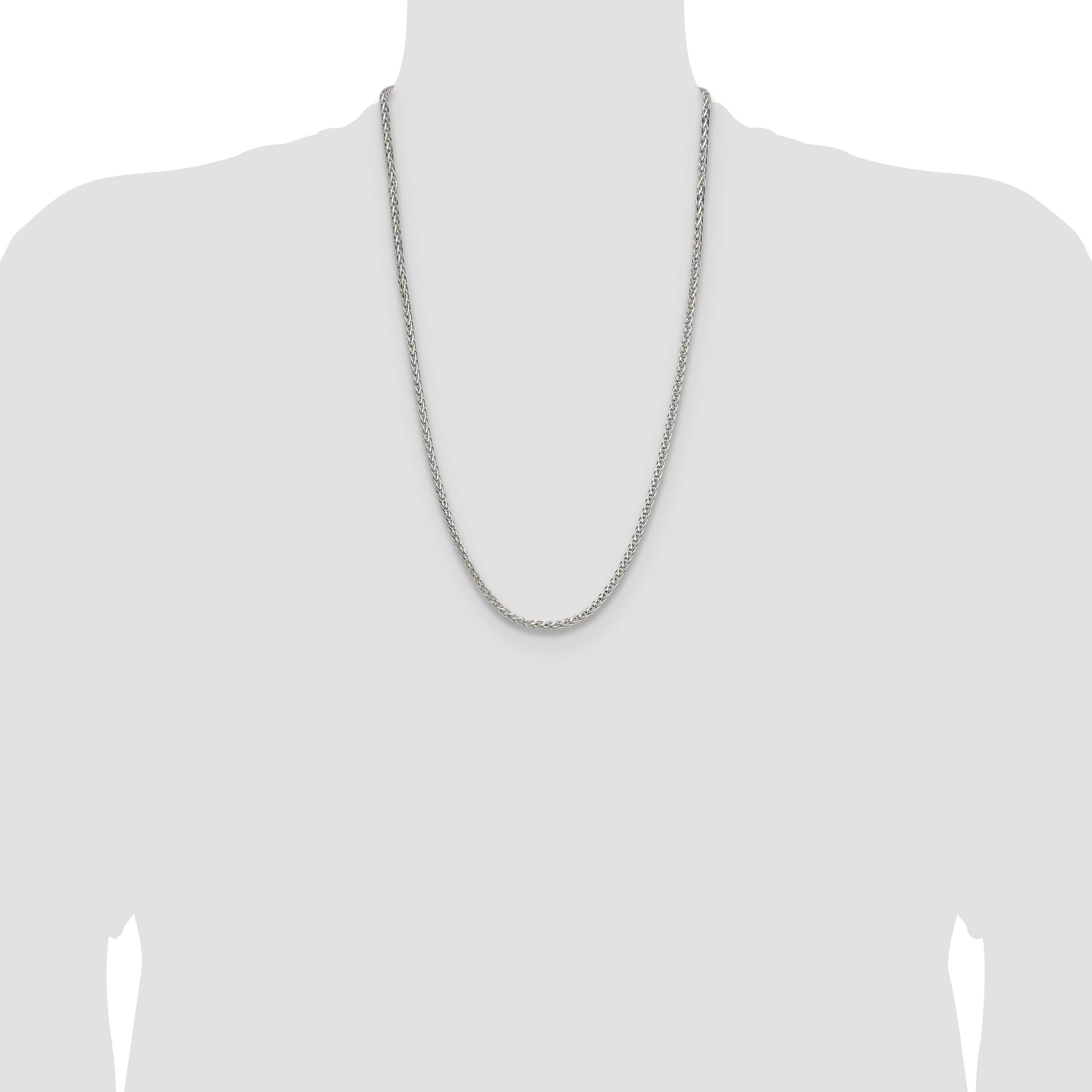 Sterling Silver 3.5mm Diamond-cut Square Spiga Chain
