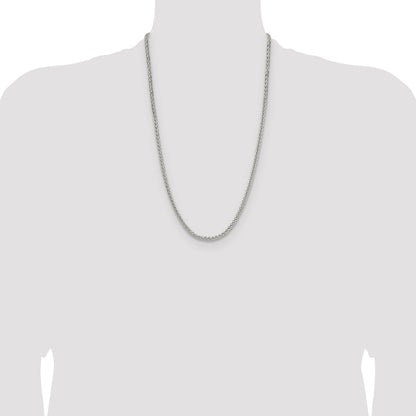Sterling Silver 3.5mm Diamond-cut Square Spiga Chain