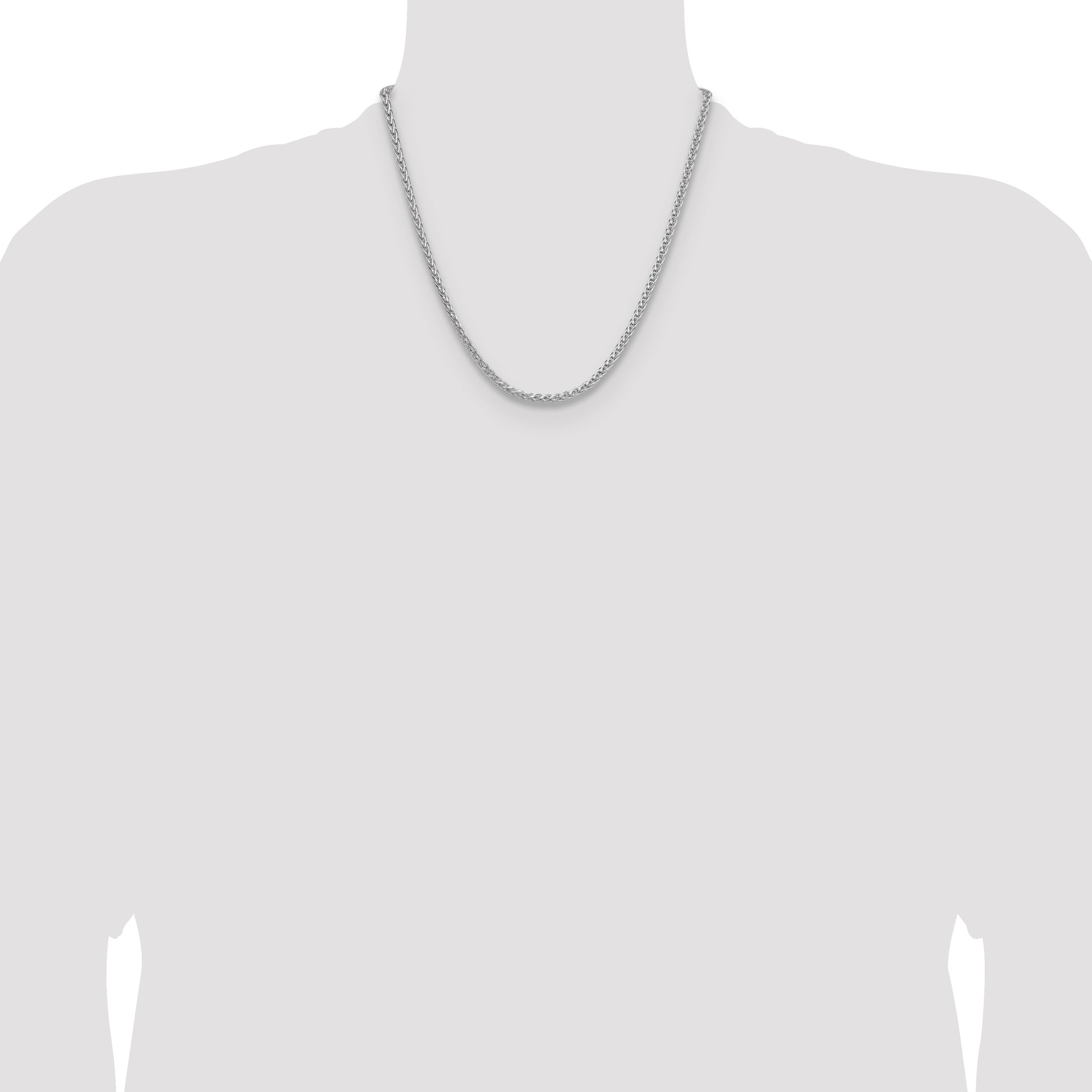 Sterling Silver Rhodium-plated 3.5mm Diamond-cut Square Spiga Chain