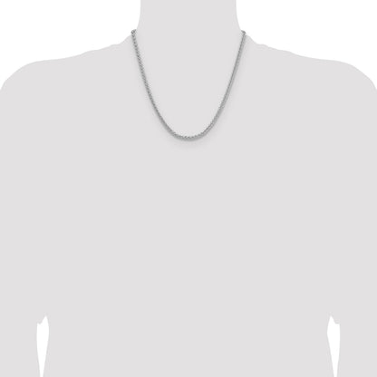 Sterling Silver Rhodium-plated 3.5mm Diamond-cut Square Spiga Chain