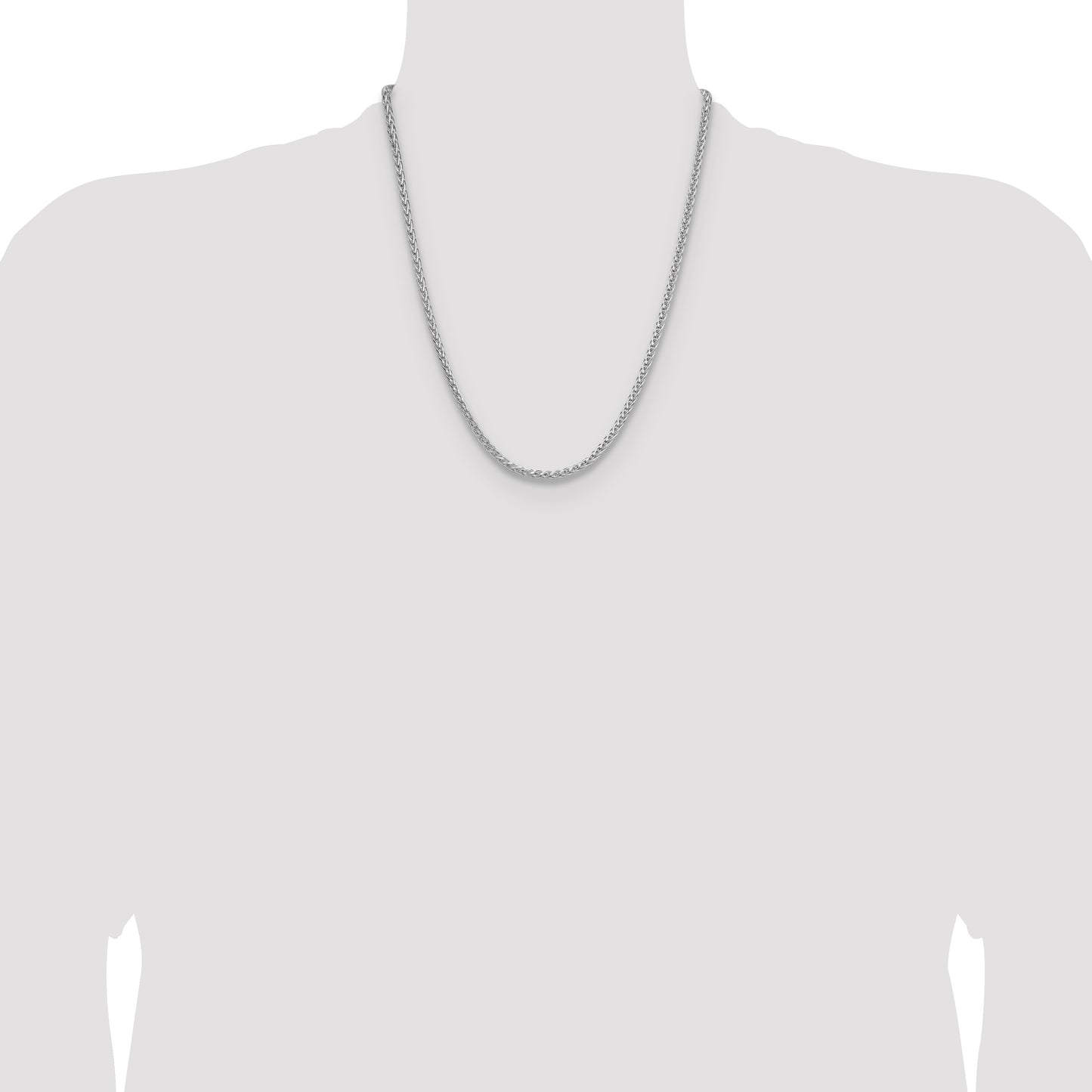 Sterling Silver Rhodium-plated 3.5mm Diamond-cut Square Spiga Chain