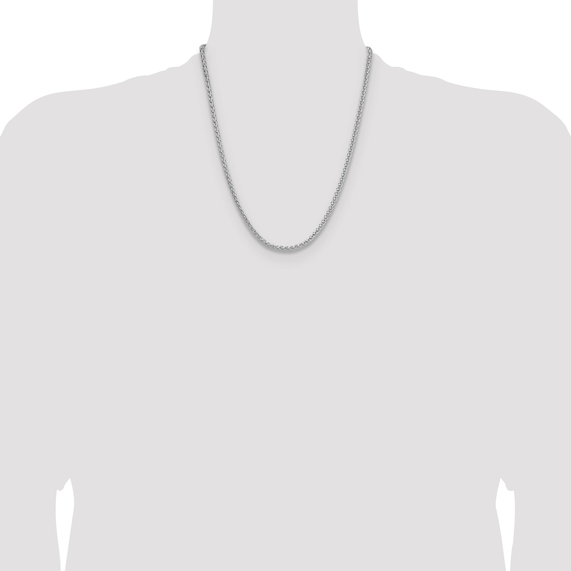 Sterling Silver Rhodium-plated 3.5mm Diamond-cut Square Spiga Chain