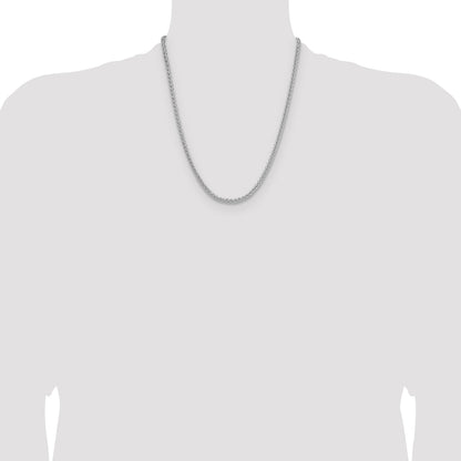 Sterling Silver Rhodium-plated 3.5mm Diamond-cut Square Spiga Chain