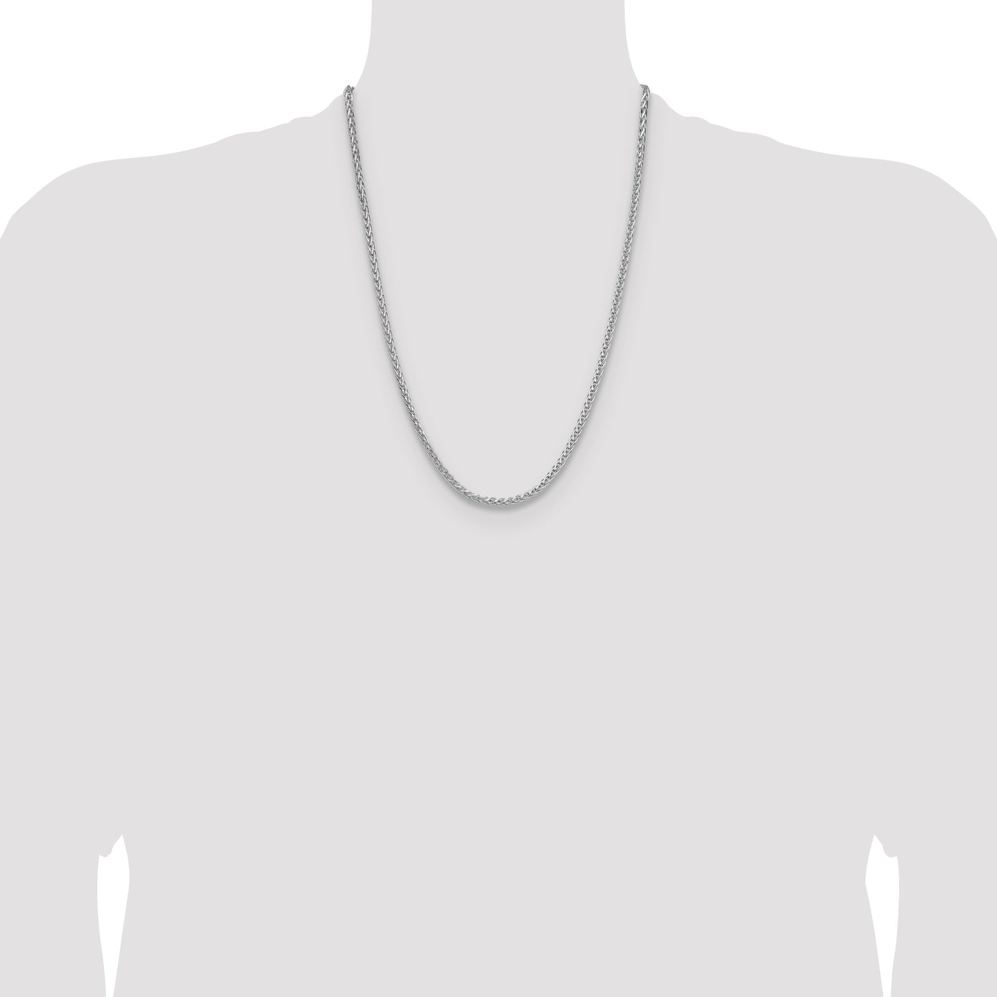Sterling Silver Rhodium-plated 3.5mm Diamond-cut Square Spiga Chain