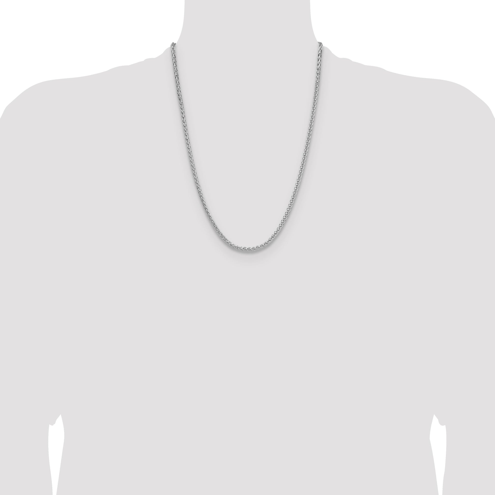 Sterling Silver Rhodium-plated 3.5mm Diamond-cut Square Spiga Chain