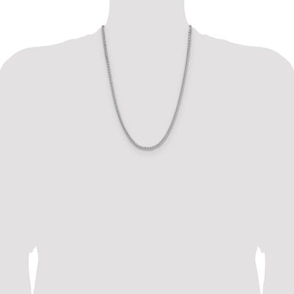 Sterling Silver Rhodium-plated 3.5mm Diamond-cut Square Spiga Chain