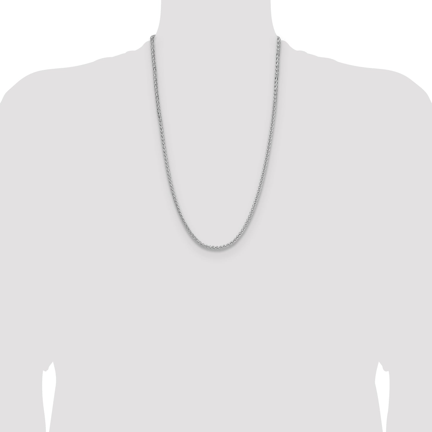 Sterling Silver Rhodium-plated 3.5mm Diamond-cut Square Spiga Chain