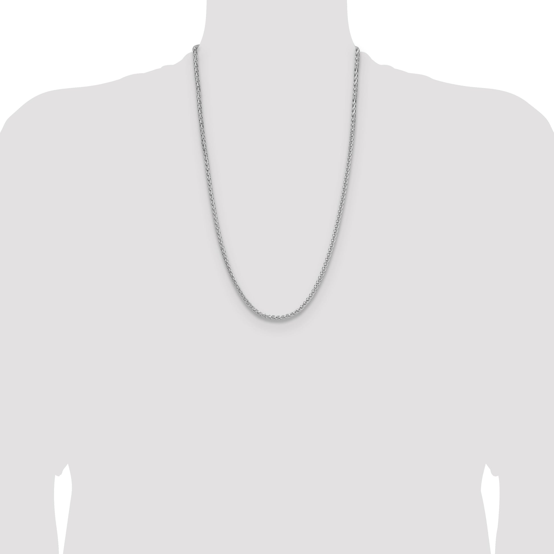 Sterling Silver Rhodium-plated 3.5mm Diamond-cut Square Spiga Chain
