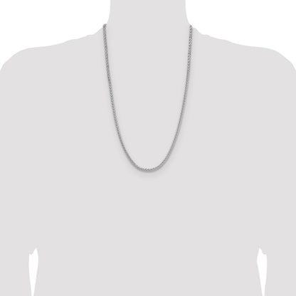 Sterling Silver Rhodium-plated 3.5mm Diamond-cut Square Spiga Chain