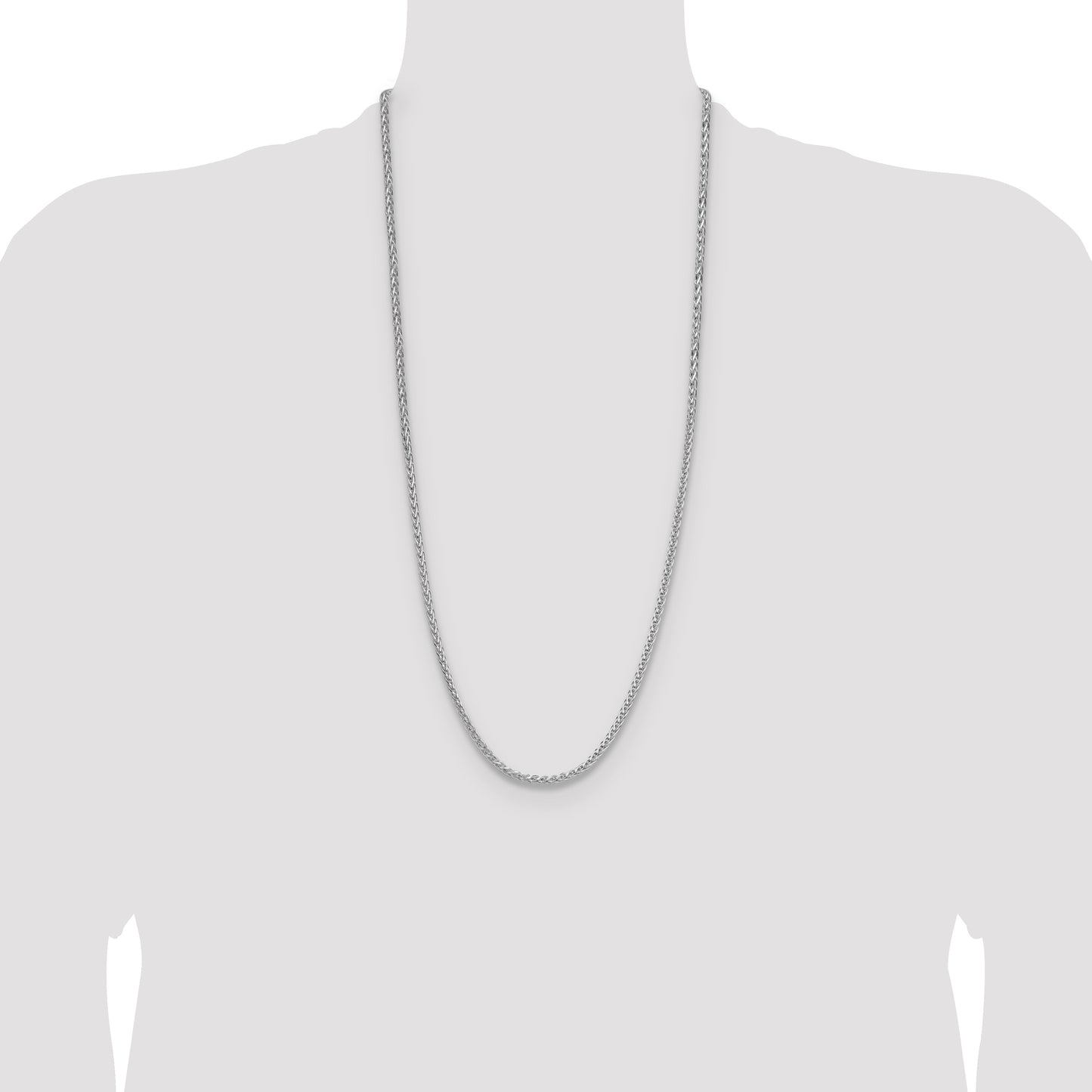 Sterling Silver Rhodium-plated 3.5mm Diamond-cut Square Spiga Chain