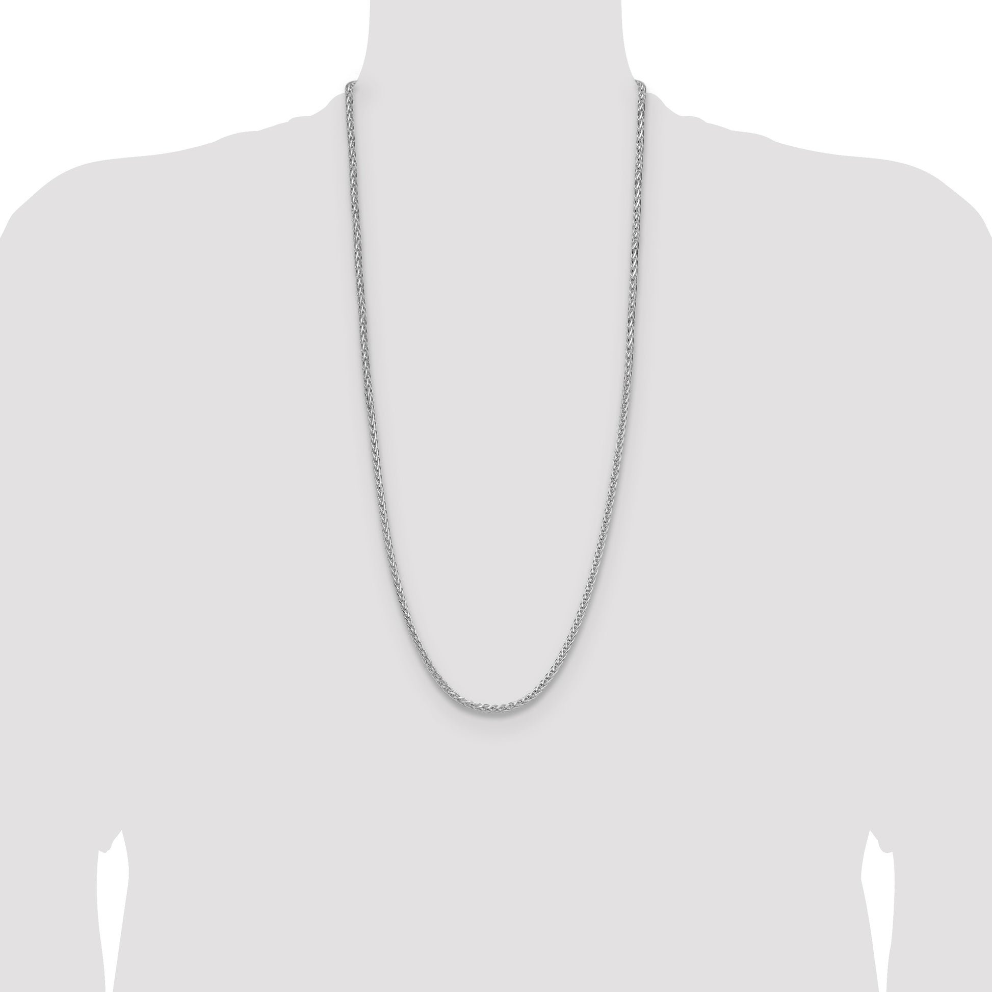 Sterling Silver Rhodium-plated 3.5mm Diamond-cut Square Spiga Chain