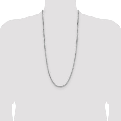 Sterling Silver Rhodium-plated 3.5mm Diamond-cut Square Spiga Chain