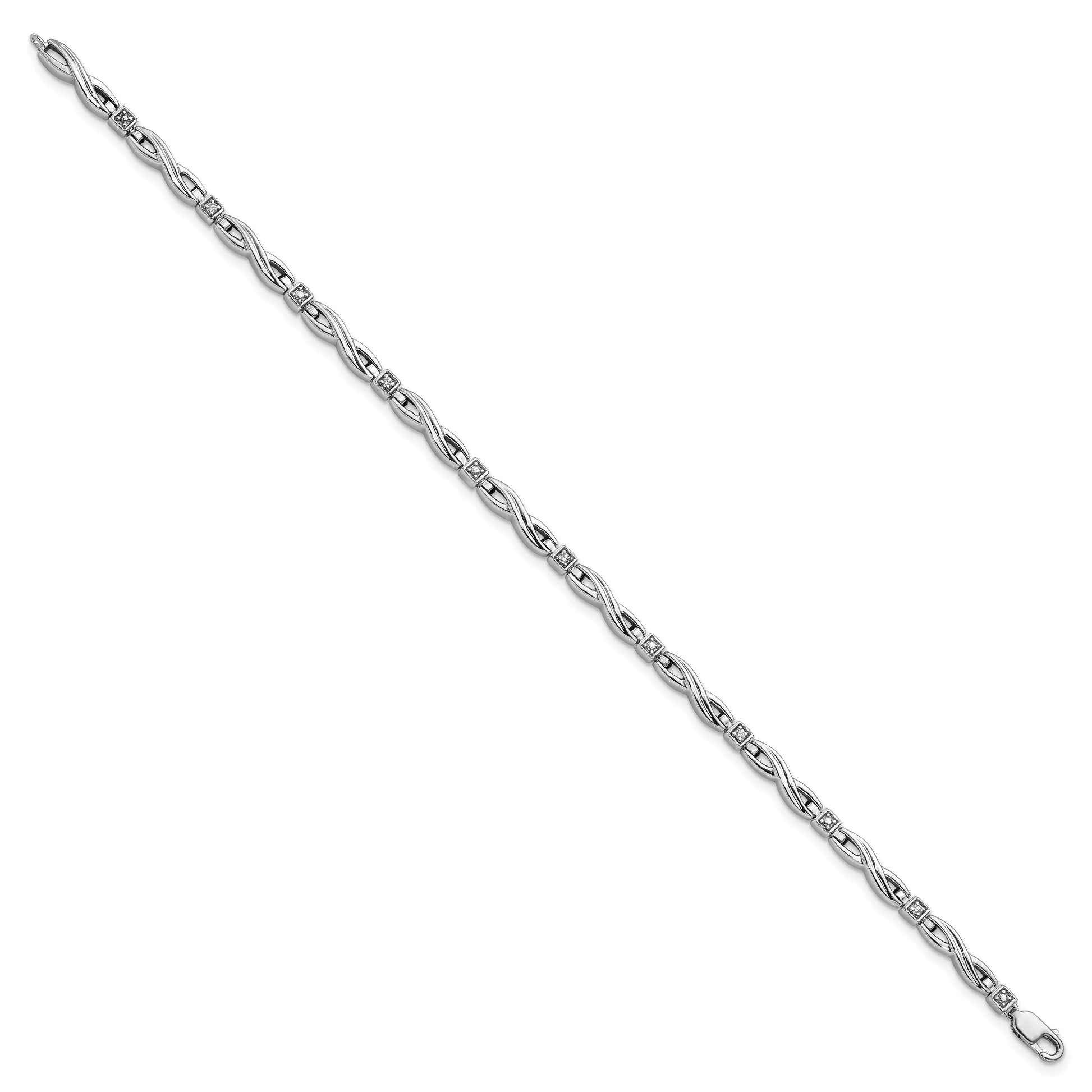 Sterling Silver Rhodium-plated Diam. Bracelet